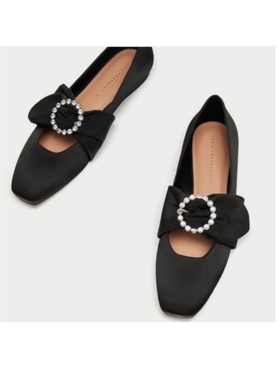 Zara Shoes - Zara Trafaluc Black jewel Satin Ballet Flats